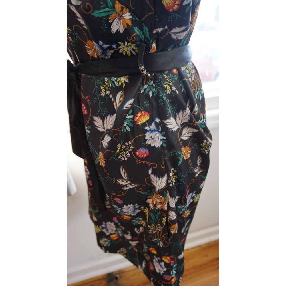 Victoria's Secret Women's Black Floral Satin Short Floral Robe - Size M/L - Picture 4 of 11